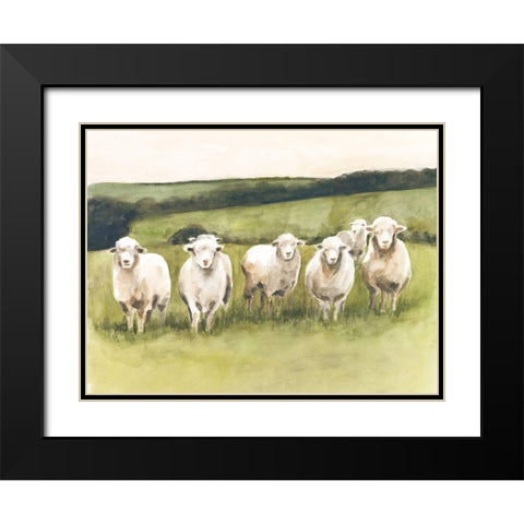 Spring Flock II Black Modern Wood Framed Art Print with Double Matting by Borges, Victoria