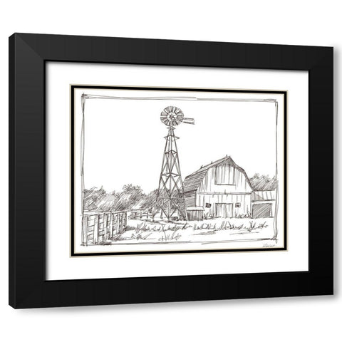 Farm Sketch II Black Modern Wood Framed Art Print with Double Matting by Harper, Ethan