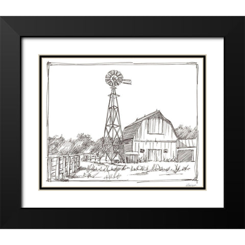 Farm Sketch II Black Modern Wood Framed Art Print with Double Matting by Harper, Ethan