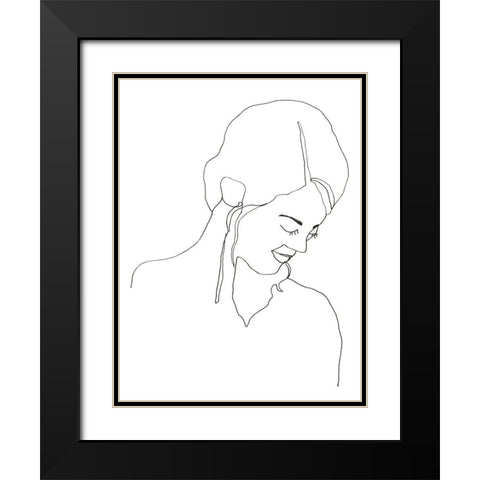 Contour Face I Black Modern Wood Framed Art Print with Double Matting by Vess, June Erica
