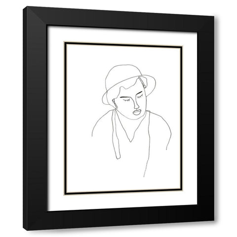 Contour Face II Black Modern Wood Framed Art Print with Double Matting by Vess, June Erica