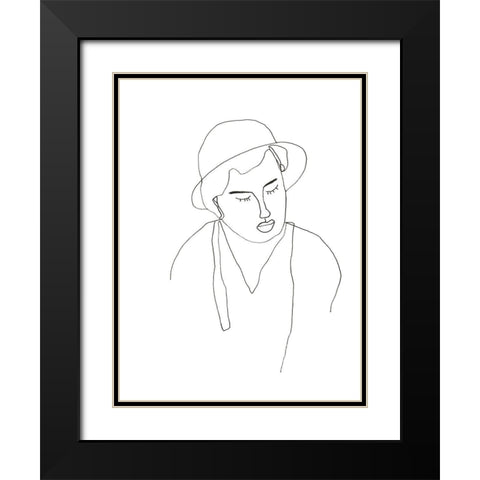 Contour Face II Black Modern Wood Framed Art Print with Double Matting by Vess, June Erica