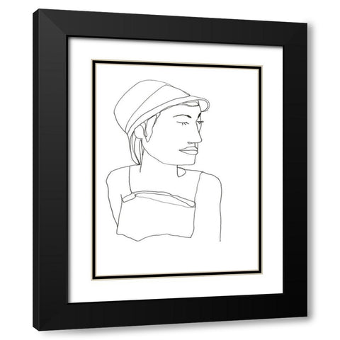 Contour Face III Black Modern Wood Framed Art Print with Double Matting by Vess, June Erica