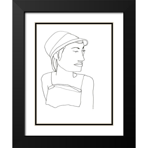 Contour Face III Black Modern Wood Framed Art Print with Double Matting by Vess, June Erica