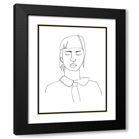 Contour Face IV Black Modern Wood Framed Art Print with Double Matting by Vess, June Erica