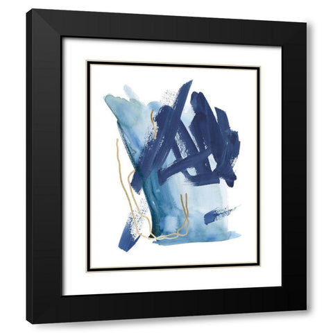 Indigo Collide I Black Modern Wood Framed Art Print with Double Matting by Wang, Melissa