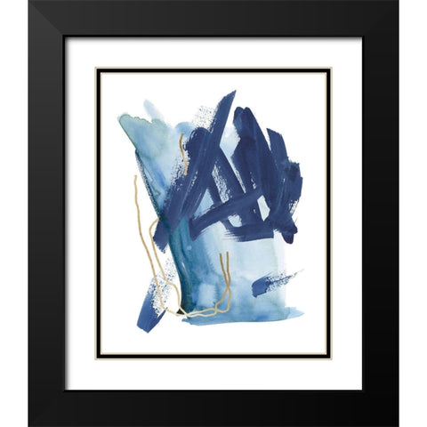 Indigo Collide I Black Modern Wood Framed Art Print with Double Matting by Wang, Melissa