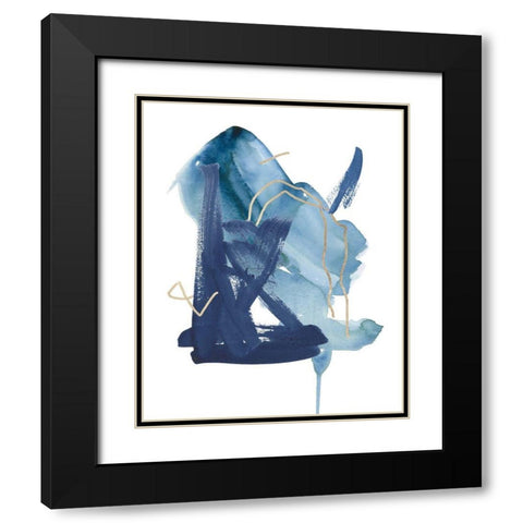 Indigo Collide II Black Modern Wood Framed Art Print with Double Matting by Wang, Melissa