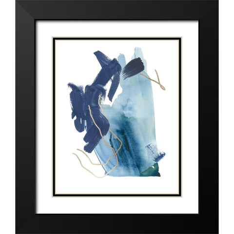 Indigo Collide III Black Modern Wood Framed Art Print with Double Matting by Wang, Melissa