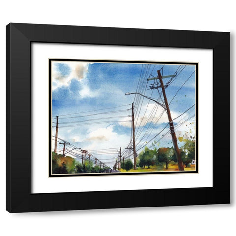 Urban Lines and Poles III Black Modern Wood Framed Art Print with Double Matting by McCreery, Paul