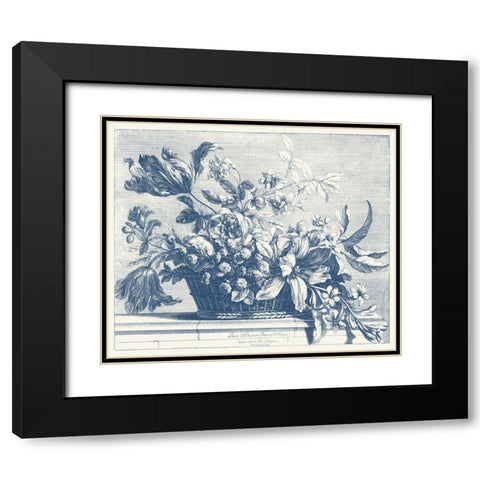 Navy Basket of Flowers I Black Modern Wood Framed Art Print with Double Matting by Baptiste, Glovanni