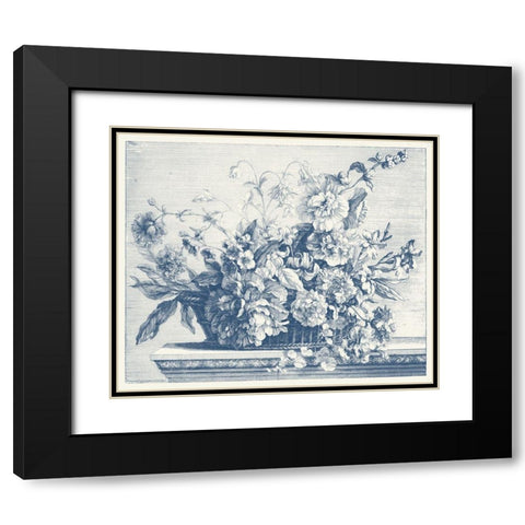 Navy Basket of Flowers II Black Modern Wood Framed Art Print with Double Matting by Baptiste, Glovanni