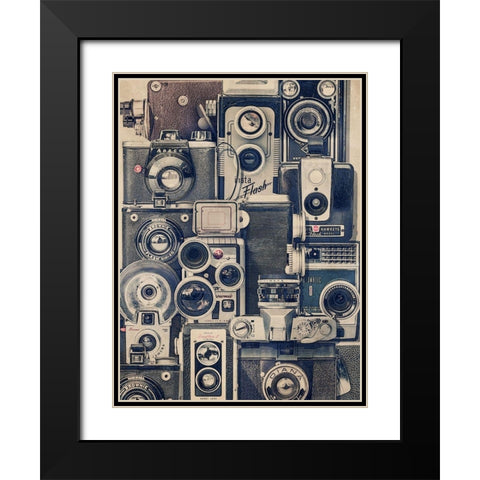 Vintage Cameras Black Modern Wood Framed Art Print with Double Matting by Brown, Thomas