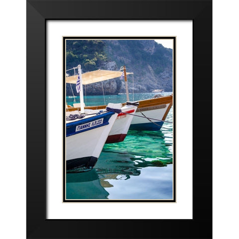 Workboats of Corfu, Greece II Black Modern Wood Framed Art Print with Double Matting by DeNardo, Laura