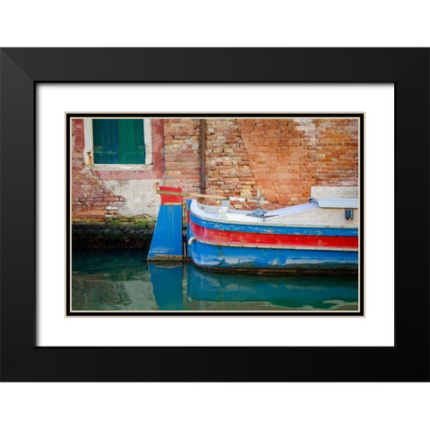 Venice Workboats I Black Modern Wood Framed Art Print with Double Matting by DeNardo, Laura