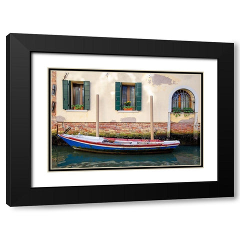 Venice Workboats II Black Modern Wood Framed Art Print with Double Matting by DeNardo, Laura