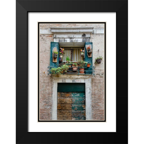Italian Window Flowers I Black Modern Wood Framed Art Print with Double Matting by DeNardo, Laura