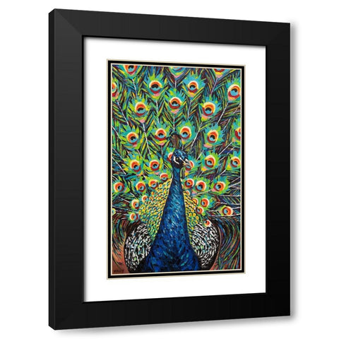 Lavish Peacock II Black Modern Wood Framed Art Print with Double Matting by Vitaletti, Carolee