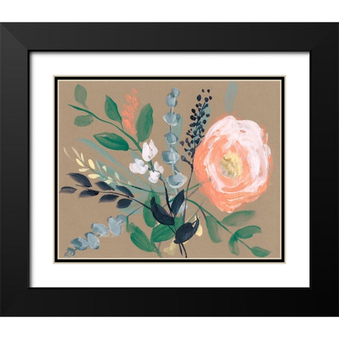 Flowers on Mocha I Black Modern Wood Framed Art Print with Double Matting by Goldberger, Jennifer
