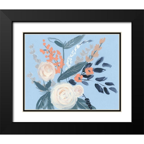 Eucalyptus Bouquet on Blue II Black Modern Wood Framed Art Print with Double Matting by Goldberger, Jennifer
