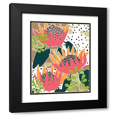 King Protea II Black Modern Wood Framed Art Print with Double Matting by Wang, Melissa