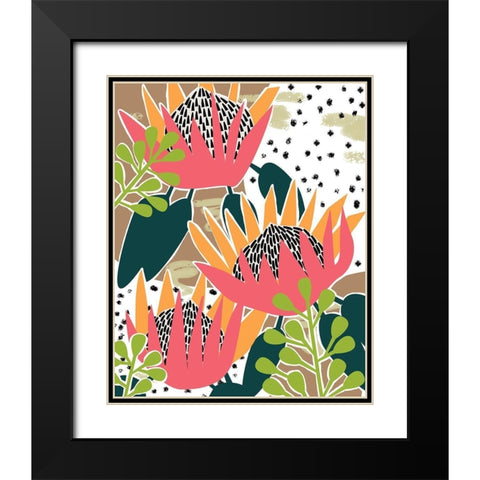 King Protea II Black Modern Wood Framed Art Print with Double Matting by Wang, Melissa