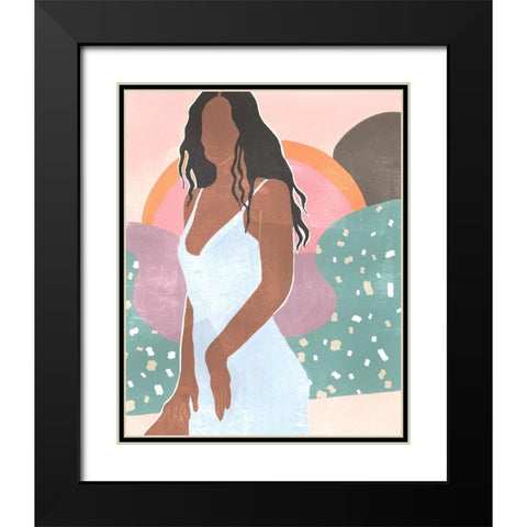 Curly Lady I Black Modern Wood Framed Art Print with Double Matting by Wang, Melissa