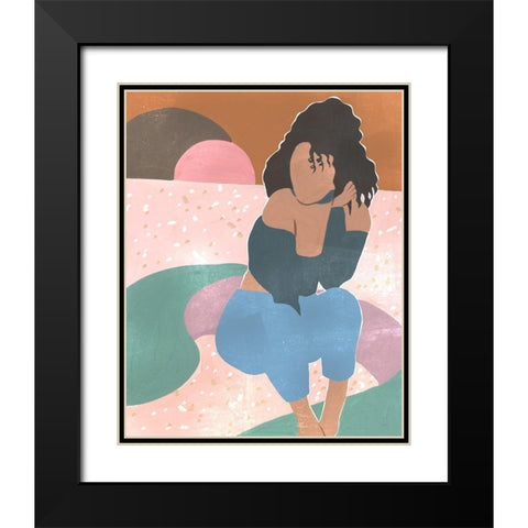 Curly Lady II Black Modern Wood Framed Art Print with Double Matting by Wang, Melissa