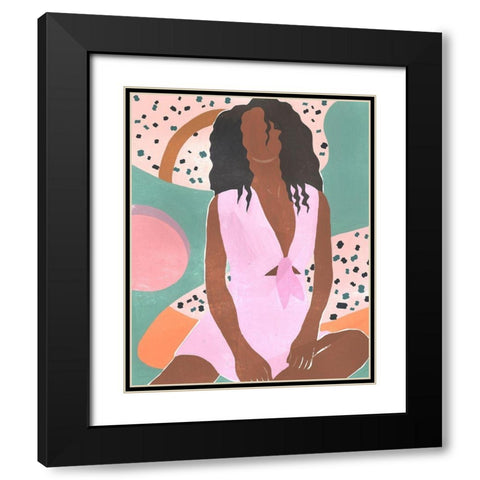 Curly Lady III Black Modern Wood Framed Art Print with Double Matting by Wang, Melissa