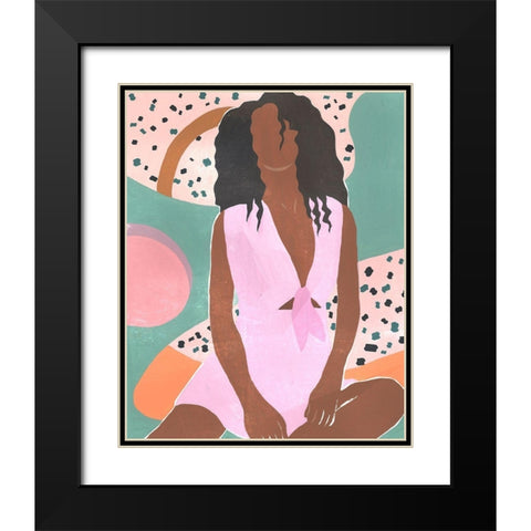 Curly Lady III Black Modern Wood Framed Art Print with Double Matting by Wang, Melissa