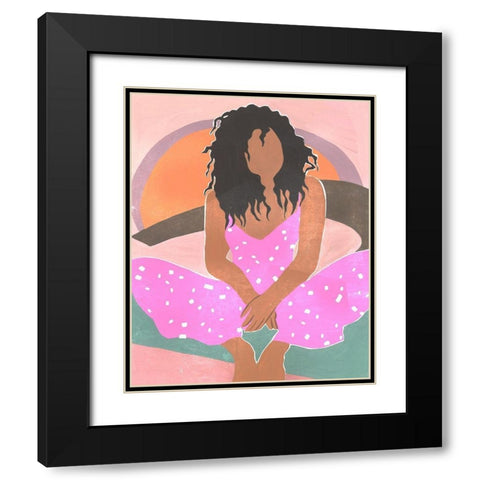 Curly Lady IV Black Modern Wood Framed Art Print with Double Matting by Wang, Melissa