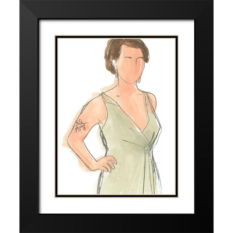 Modern Figure Sketch I Black Modern Wood Framed Art Print with Double Matting by Vess, June Erica