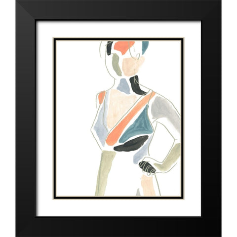 Color Block Figure I Black Modern Wood Framed Art Print with Double Matting by Vess, June Erica