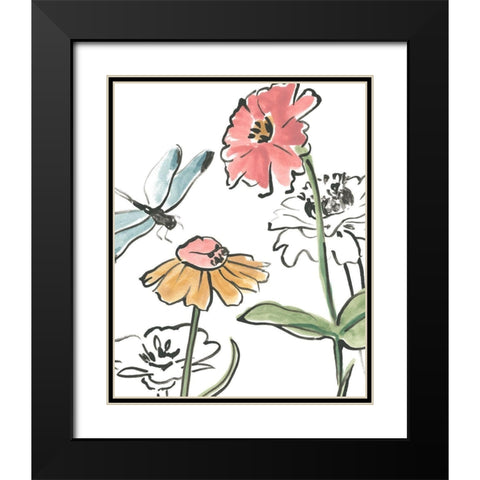 Boho Florals I Black Modern Wood Framed Art Print with Double Matting by Vess, June Erica