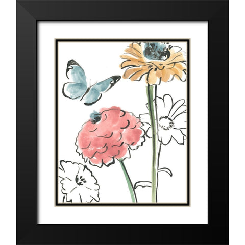 Boho Florals III Black Modern Wood Framed Art Print with Double Matting by Vess, June Erica