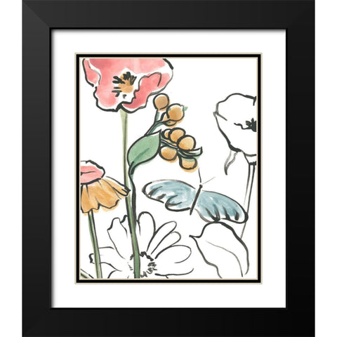 Boho Florals V Black Modern Wood Framed Art Print with Double Matting by Vess, June Erica