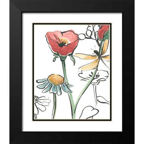 Boho Florals VI Black Modern Wood Framed Art Print with Double Matting by Vess, June Erica