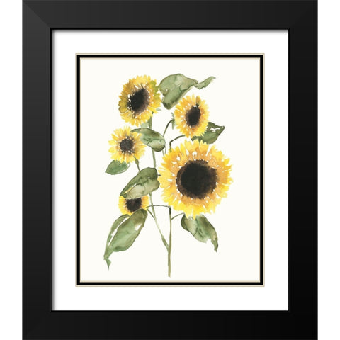 Sunflower Composition I Black Modern Wood Framed Art Print with Double Matting by Goldberger, Jennifer