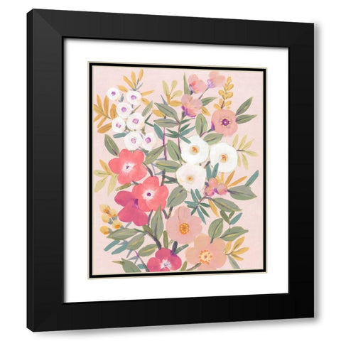 Pretty Pink Floral I Black Modern Wood Framed Art Print with Double Matting by OToole, Tim