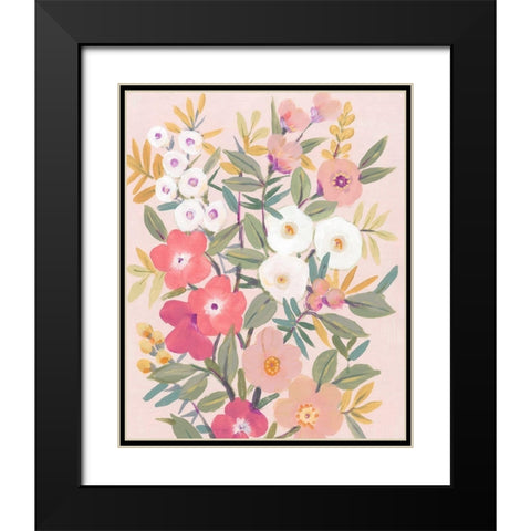 Pretty Pink Floral I Black Modern Wood Framed Art Print with Double Matting by OToole, Tim