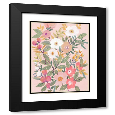 Pretty Pink Floral II Black Modern Wood Framed Art Print with Double Matting by OToole, Tim