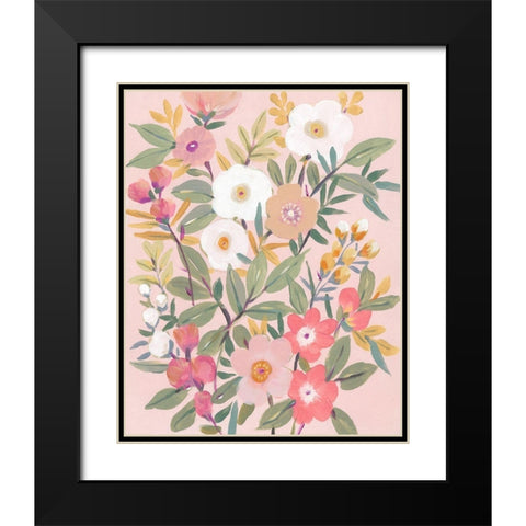 Pretty Pink Floral II Black Modern Wood Framed Art Print with Double Matting by OToole, Tim