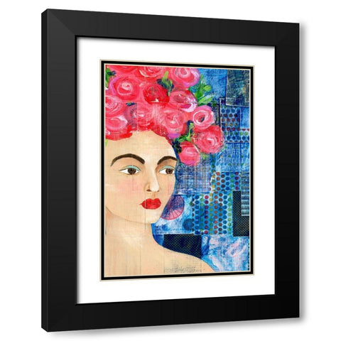 Flowers in her Hair I Black Modern Wood Framed Art Print with Double Matting by Moore, Regina