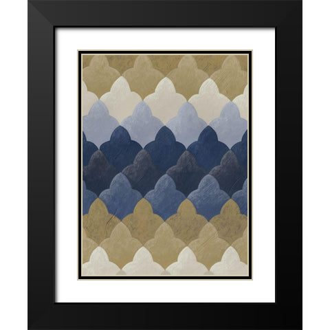 Navy Motif I Black Modern Wood Framed Art Print with Double Matting by Zarris, Chariklia