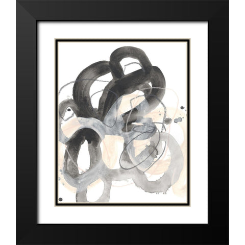 Tangled Circuit III Black Modern Wood Framed Art Print with Double Matting by Vess, June Erica