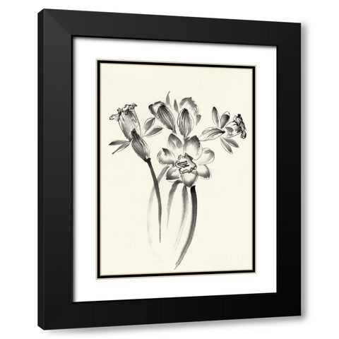 Ink Wash Floral I - Daffodils Black Modern Wood Framed Art Print with Double Matting by Rae, Nan