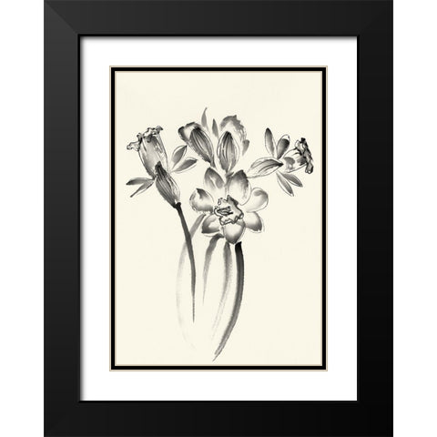 Ink Wash Floral I - Daffodils Black Modern Wood Framed Art Print with Double Matting by Rae, Nan