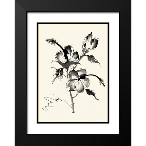 Ink Wash Floral III - Hibiscus Black Modern Wood Framed Art Print with Double Matting by Rae, Nan