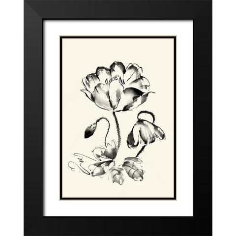 Ink Wash Floral IV - Poppy Black Modern Wood Framed Art Print with Double Matting by Rae, Nan