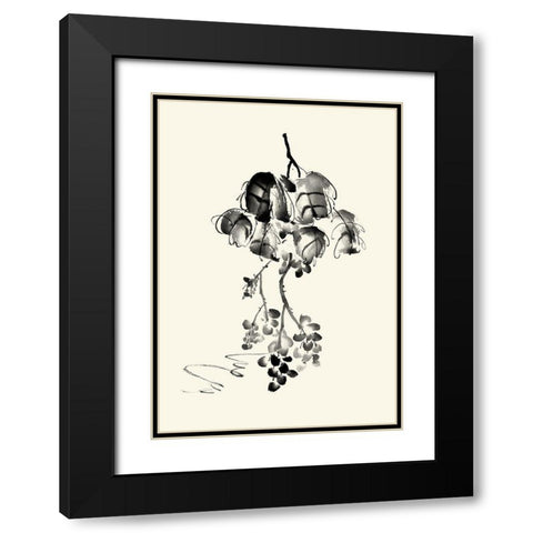 Ink Wash Floral V - Grapes Black Modern Wood Framed Art Print with Double Matting by Rae, Nan